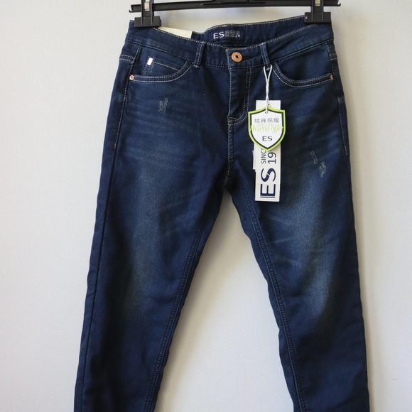 ES Denim dark wash high waisted super skinny perfect leg shape THICK jeans - Picture 1 of 4